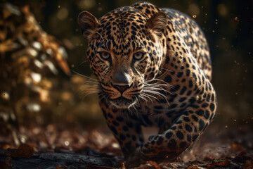 beautiful Leopard stalking at dusk.