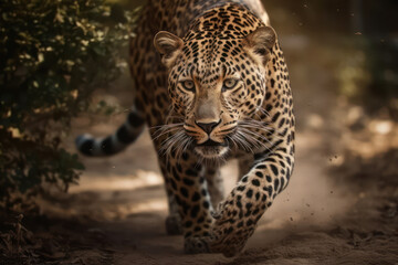 African Leopard Stalking.