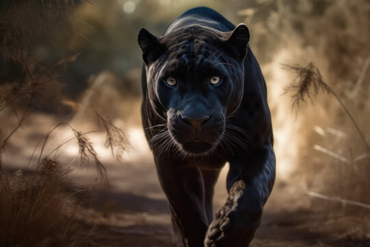 Phanter running towards the camera.