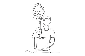 Single one line drawing world ozone day concept. Continuous line draw design graphic vector illustration.