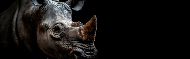 Obraz premium Rhino, A Close-Up Encounter with the Enigmatic Gaze, Textured Skin, and Mighty Horn.