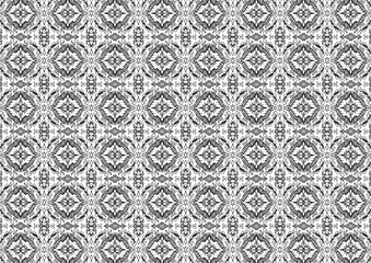 Pattern Floral and Geometric Elements. Seamless Floral Ethnic Pattern. Arabic Indian Motifs Abstract Floral Ornament Thin Line. Vector Wallpaper Background Fabric Paper Black and White Graphic Design