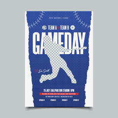 flat design baseball flyer template