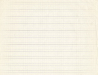 Checkered paper with erased edges from notebook. Checkered paper texture for background. Empty blank from copybook.