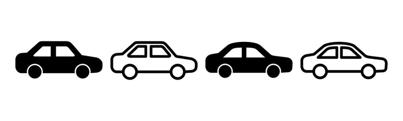 Car icon set illustration. car sign and symbol. small sedan