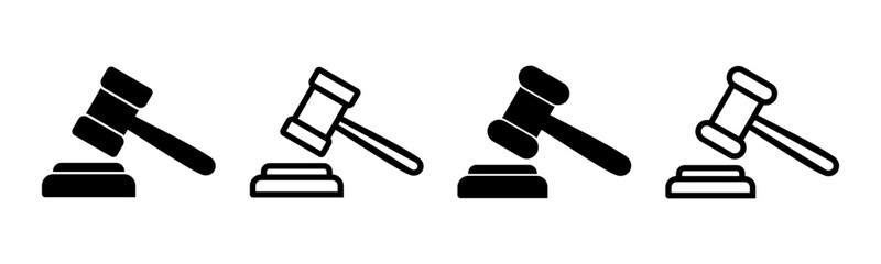 Gavel icon set illustration. judge gavel sign and symbol. law icon. auction hammer