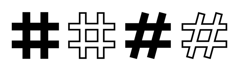 Hashtag icon set illustration. hashtag sign and symbol