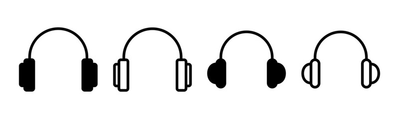 Headphone icon set illustration. Headphone sign and symbol