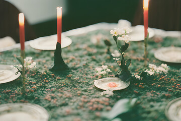 candles on the table.
Generative AI