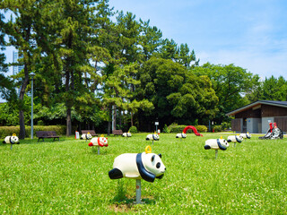 緑あふれる辰巳の森緑道公園　パンダ遊具が可愛い