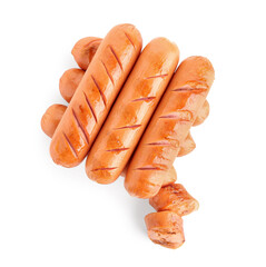Tasty grilled sausages isolated on white background