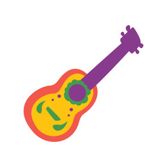 Mexican traditional guitar cartoon isolated