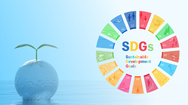 SDGs image icons and images of nature conservation and restoration