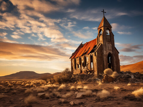 Abandoned church in the desert