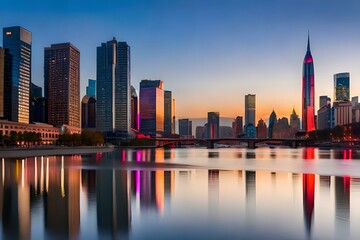 Fototapeta premium city skyline at sunset