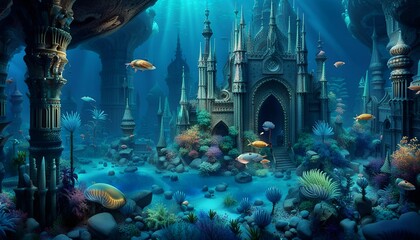Fototapeta na wymiar AI Generated photos of atlantis underwater city