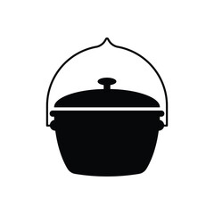 Camping food fire pot icon design. isolated on white background. vector illustration