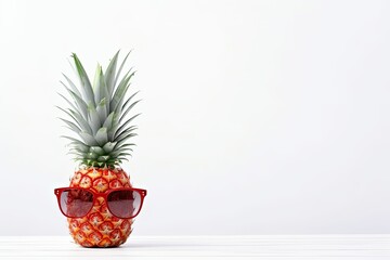 Pineapple with sunglasses on white background. 3D Rendering