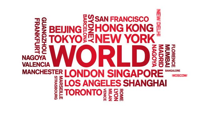 World animated tag word cloud;text design animation kinetic typography seamless loop.