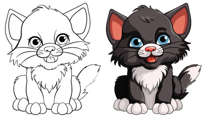 Cute Kitten Cartoon Character with O