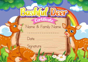 Fototapeta premium Bashful deer certificate template