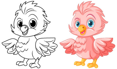 Chick doodle coloring page for children