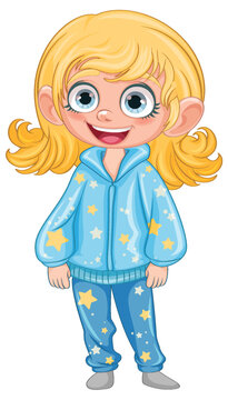 Cute cartoon character in pajamas