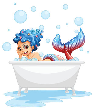 Beautiful mermaid in the bathtub
