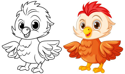 Chick doodle coloring page for children