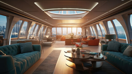 Interior of Modern luxury cruise yacht