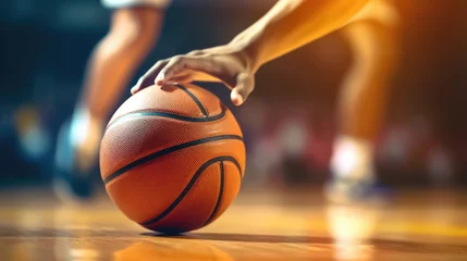 Muurstickers Close-up of a player holding a basketball © didiksaputra