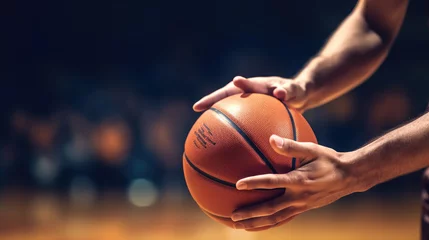 Foto auf Acrylglas Close-up of a player holding a basketball © didiksaputra