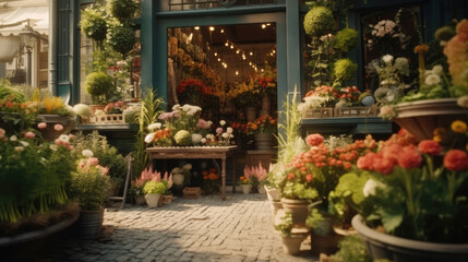 Fototapeta na wymiar Beautiful flower shop front decoration