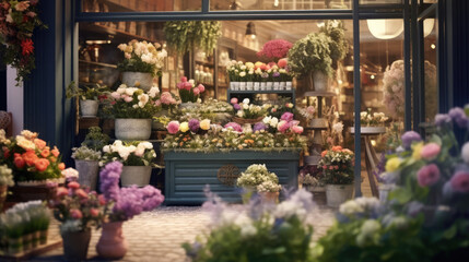 Fototapeta na wymiar Beautiful flower shop front decoration