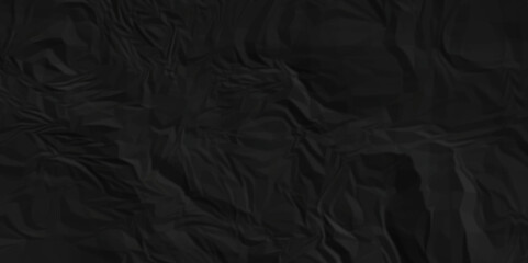 Black fabric texture and Crumpled black paper for background image. top view. black satin background	
