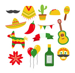 Set of cinco de mayo element flat design illustration