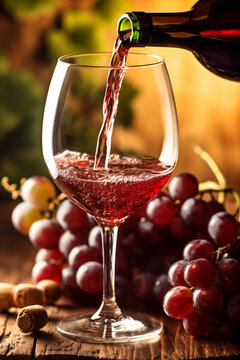 grape food bottle background drink wine winery beverage glass alcohol party. Generative AI.
