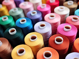 Colorful Creations: Assorted Sewing Thread in a Textile Workshop