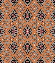 Japanese Flower Diamond Vector Seamless Pattern