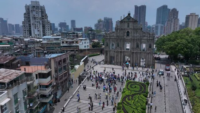 Ruins Of St. Paul In The Center Of Macau, Aerial View