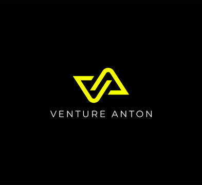 Letter V A line logo design. Linear bowtie creative minimal monochrome monogram symbol.