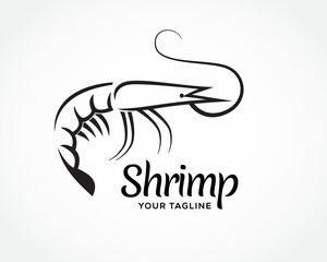 Fototapeta premium line art black white prawn shrimp sea food logo icon symbol design template illustration inspiration