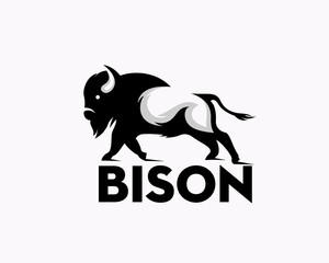 walking muscular bison logo design template illustration inspiration © ShiipArts
