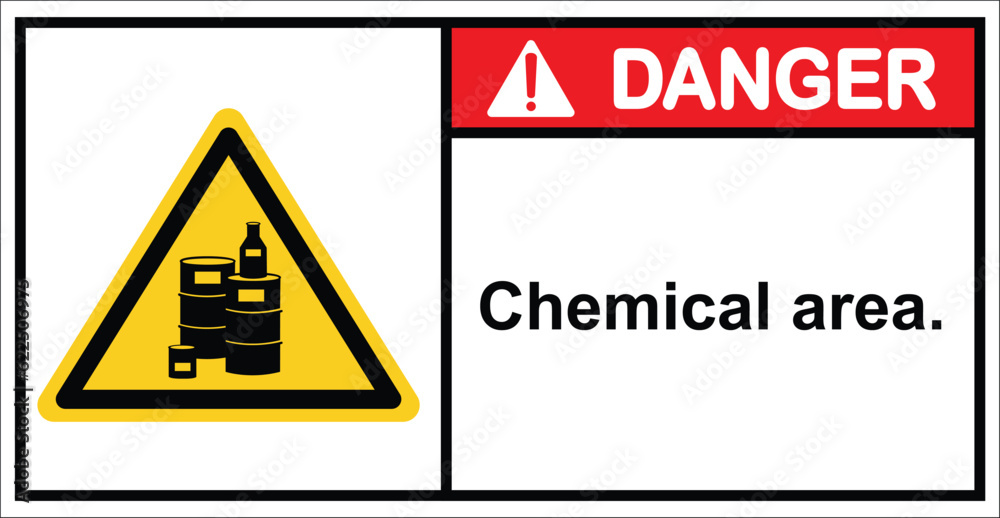 Wall mural Chemical storage room.chemical storage area. Danger sign