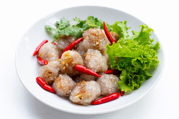 Tapioca balls with pork filling