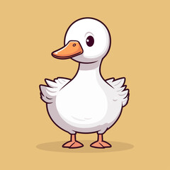Cute Goose Cartoon Character: Perfect for Children's Farm-themed Designs and Nature-inspired Creations