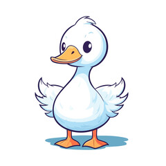Cute Goose Cartoon Character: Perfect for Children's Farm-themed Designs and Nature-inspired Creations