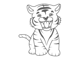 cute tiger illustration icon laughing happily