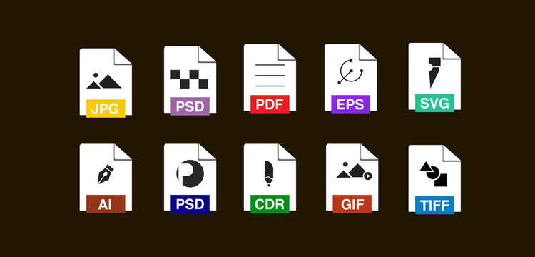 File Formats and Labels icons. images file type icons. pictures file format icons
Vector illustration.