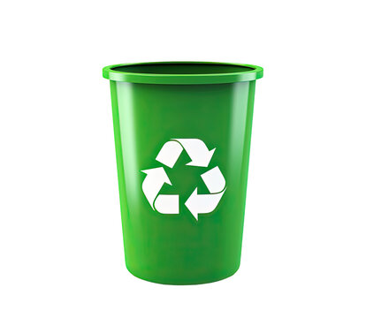 Green recycling bin isolated on transparent background, Generative AI